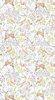 Rollo Fenster mit Rehe, Vögeln und Kaninchen