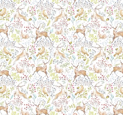 Rollo Fenster mit Rehe, Vögeln und Kaninchen