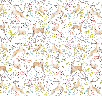 Rollo Fenster mit Rehe, Vögeln und Kaninchen
