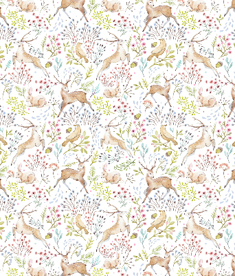 Rollo Fenster mit Rehe, Vögeln und Kaninchen