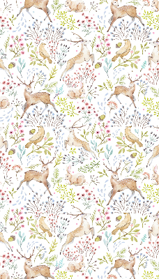 Rollo Fenster mit Rehe, Vögeln und Kaninchen