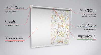 Rollo Fenster mit Rehe, Vögeln und Kaninchen