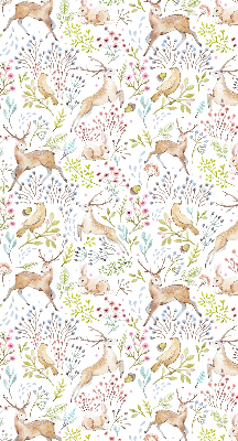 Rollo Fenster mit Rehe, Vögeln und Kaninchen