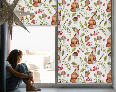 Rollo Fenster mit Füchsen, Pilzen und Blättern