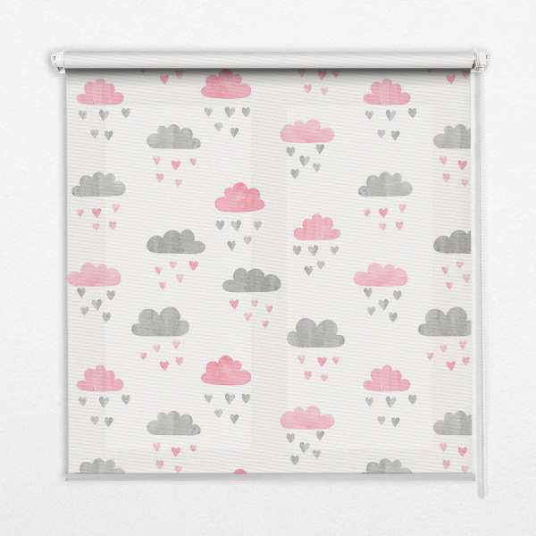 Fensterrollo mit rosa und grauen Wolken