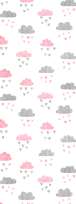 Fensterrollo mit rosa und grauen Wolken