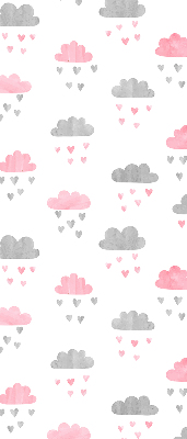 Fensterrollo mit rosa und grauen Wolken
