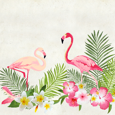 Fenster Rollo Innen mit Flamingos bei den Blättern