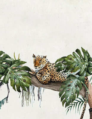 Rollo Fenster mit Motiv Geparden auf einem Ast
