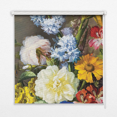 Rollo Fenster in der Ausführung Blumenstrauß