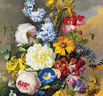 Rollo Fenster in der Ausführung Blumenstrauß