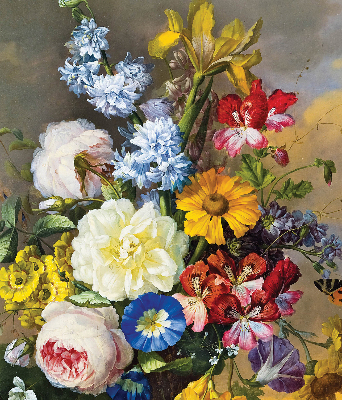 Rollo Fenster in der Ausführung Blumenstrauß
