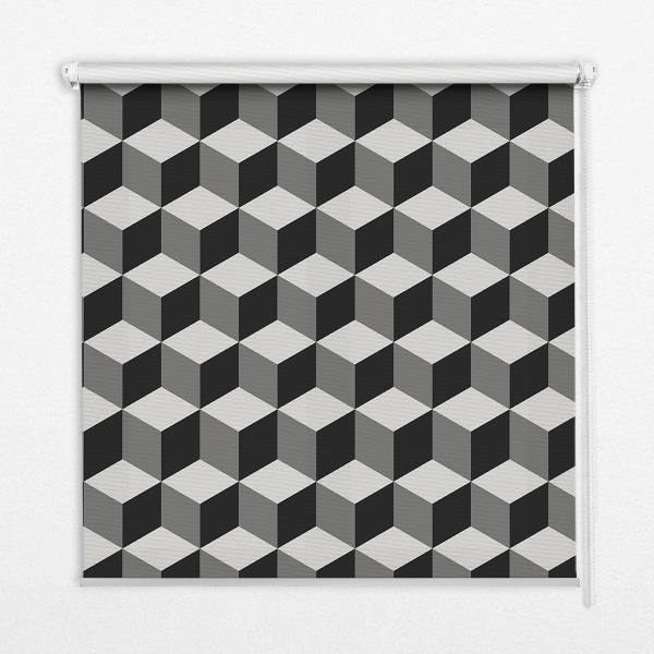 Fensterrollo mit 3D-Würfel-Muster
