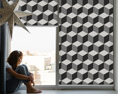 Fensterrollo mit 3D-Würfel-Muster