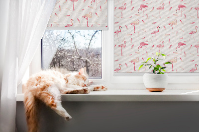 Rollo Fenster flamingos und ihre federn