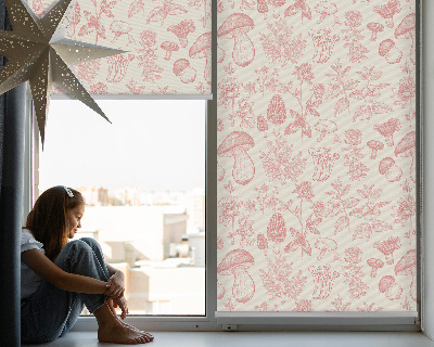 Fensterrollo mit gezeichneten Pilzen