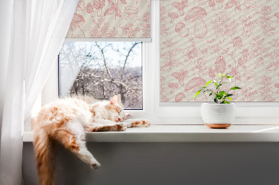 Fensterrollo mit gezeichneten Pilzen