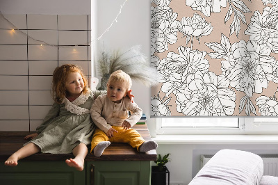 Rollo Fenster mit gezeichneten Blumen