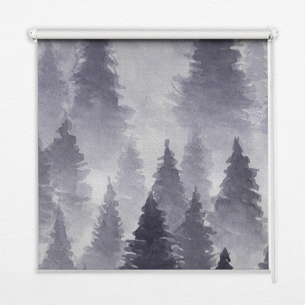 Rollo Fenster mit Nebelwald-Motiv