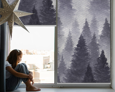 Rollo Fenster mit Nebelwald-Motiv