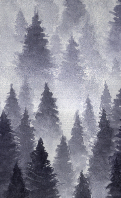 Rollo Fenster mit Nebelwald-Motiv