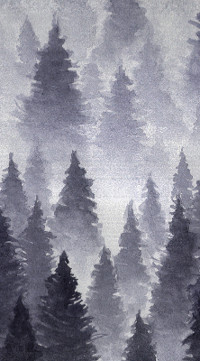 Rollo Fenster mit Nebelwald-Motiv