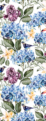 Fensterrollo mit Motiv Tukane und Blumen