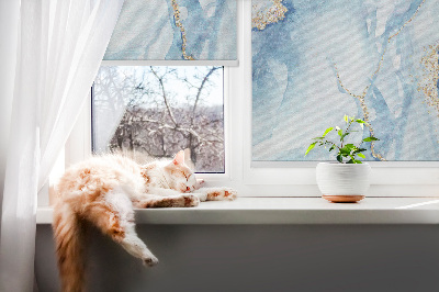 Fensterrollo in der Farbe blauem Marmor