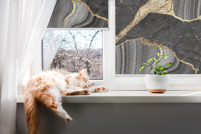 Rollo Fenster in schwarzer Marmoroptik