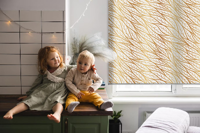 Fensterrollo innen in goldener Blätteroptik