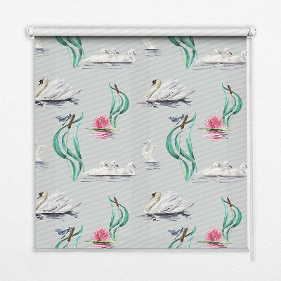 Fensterrollo mit Schwänen und Enten