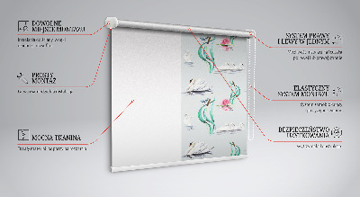 Fensterrollo mit Schwänen und Enten