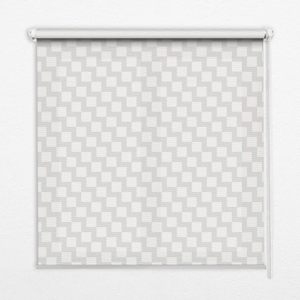 Rollo Fenster in grauer Quadratoptik