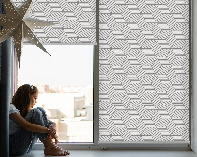 Fensterrollo innen mit 3D-gestreiften Quadraten