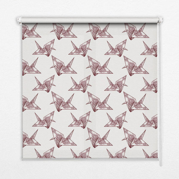 Fensterrollo mit Origami-Schwanen-Motiv