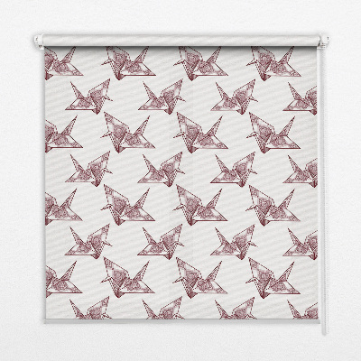 Fensterrollo mit Origami-Schwanen-Motiv