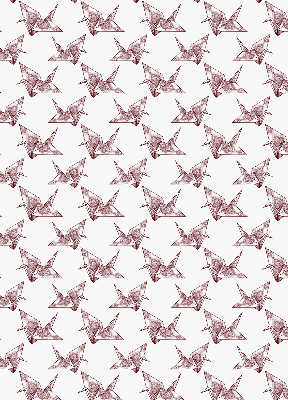 Fensterrollo mit Origami-Schwanen-Motiv