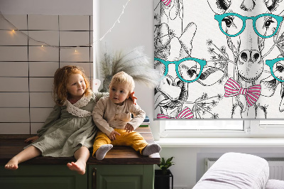 Fensterrollo mit Giraffenmotiv und Brille