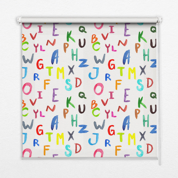 Fensterrollo innen in bunten Buchstaben