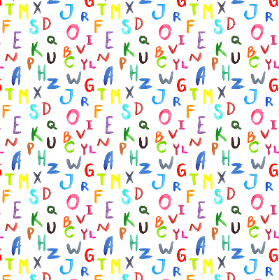 Fensterrollo innen in bunten Buchstaben