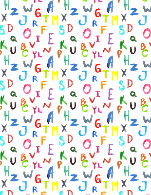 Fensterrollo innen in bunten Buchstaben