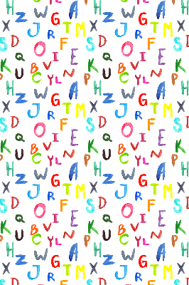 Fensterrollo innen in bunten Buchstaben