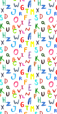Fensterrollo innen in bunten Buchstaben