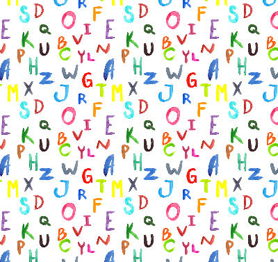 Fensterrollo innen in bunten Buchstaben