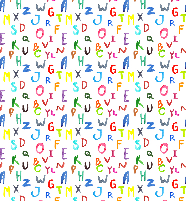 Fensterrollo innen in bunten Buchstaben