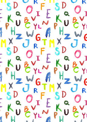 Fensterrollo innen in bunten Buchstaben
