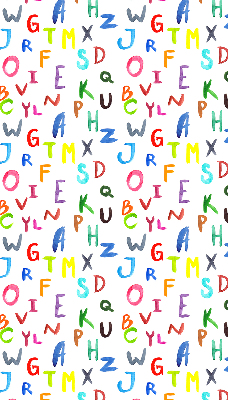 Fensterrollo innen in bunten Buchstaben