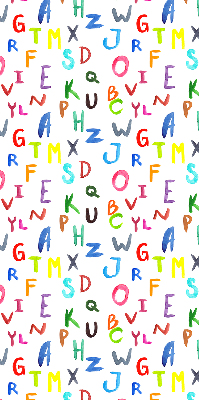 Fensterrollo innen in bunten Buchstaben