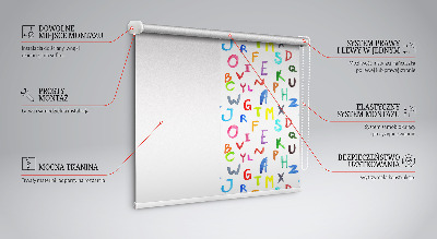 Fensterrollo innen in bunten Buchstaben