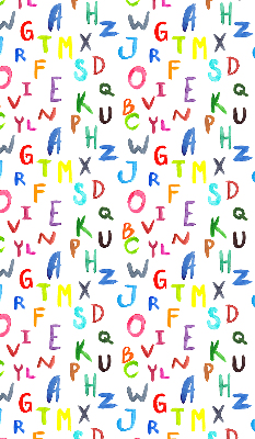 Fensterrollo innen in bunten Buchstaben